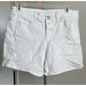 American Eagle Women's Midi Jean Shorts Size 8 White Stretch 6" Inseam